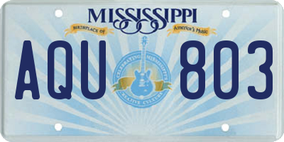 MS license plate AQU803