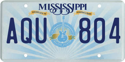 MS license plate AQU804