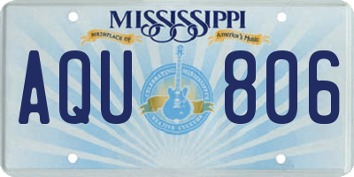MS license plate AQU806