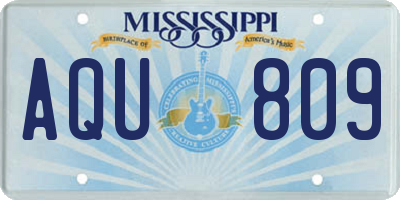 MS license plate AQU809