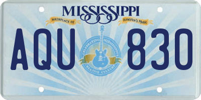 MS license plate AQU830