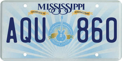 MS license plate AQU860