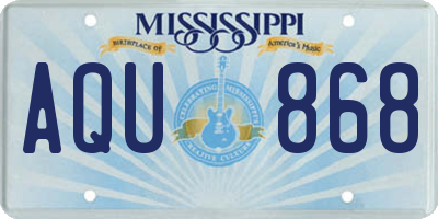 MS license plate AQU868