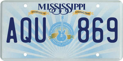 MS license plate AQU869