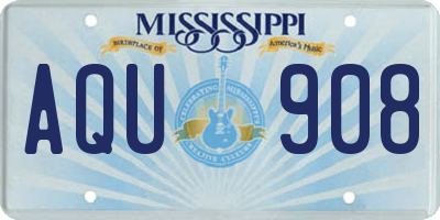 MS license plate AQU908