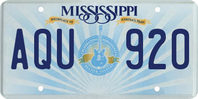 MS license plate AQU920