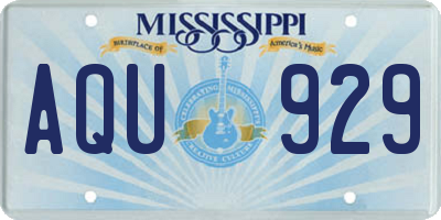 MS license plate AQU929