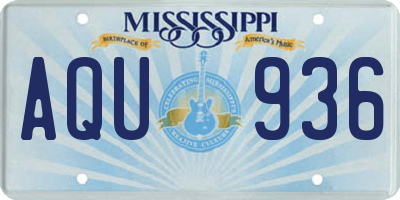 MS license plate AQU936