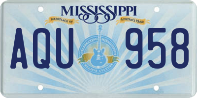 MS license plate AQU958