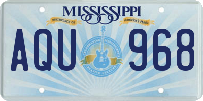 MS license plate AQU968