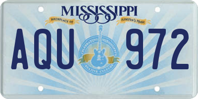 MS license plate AQU972