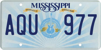 MS license plate AQU977