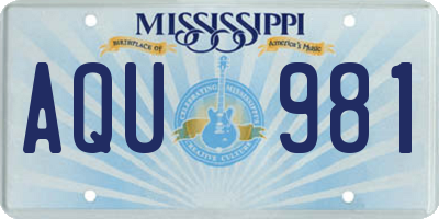 MS license plate AQU981