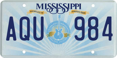 MS license plate AQU984