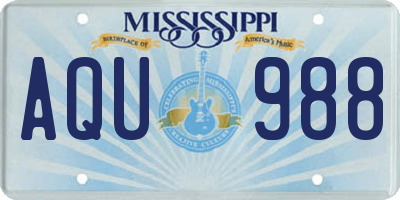 MS license plate AQU988