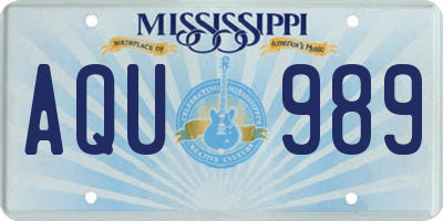 MS license plate AQU989