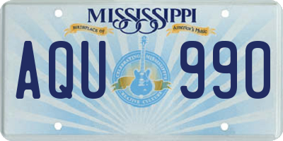 MS license plate AQU990