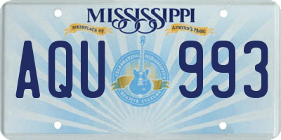 MS license plate AQU993