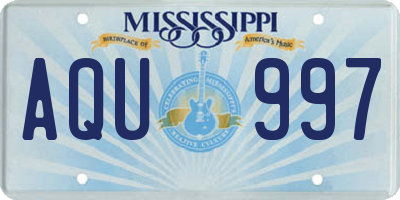 MS license plate AQU997