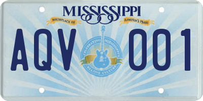 MS license plate AQV001
