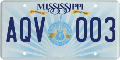 MS license plate AQV003