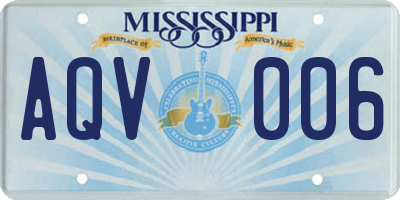 MS license plate AQV006