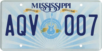 MS license plate AQV007