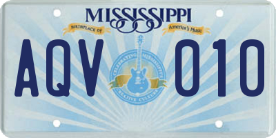 MS license plate AQV010