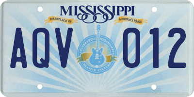 MS license plate AQV012