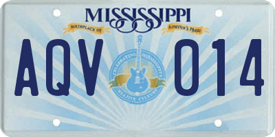 MS license plate AQV014