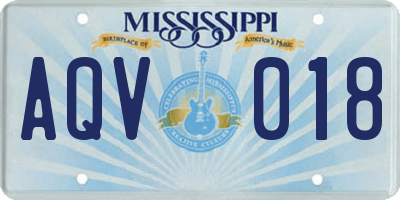 MS license plate AQV018