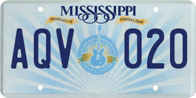 MS license plate AQV020