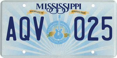 MS license plate AQV025