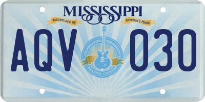MS license plate AQV030