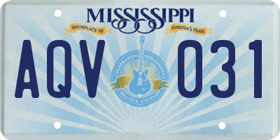 MS license plate AQV031