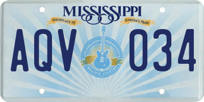 MS license plate AQV034