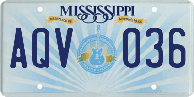 MS license plate AQV036