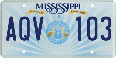 MS license plate AQV103