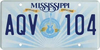 MS license plate AQV104
