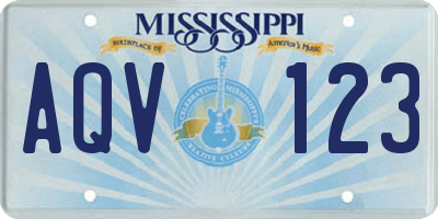 MS license plate AQV123