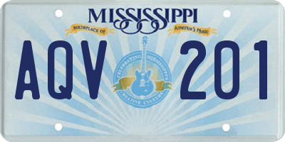 MS license plate AQV201