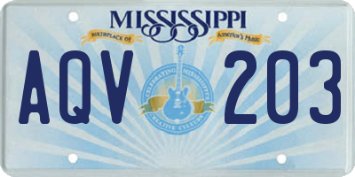 MS license plate AQV203