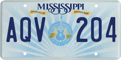 MS license plate AQV204