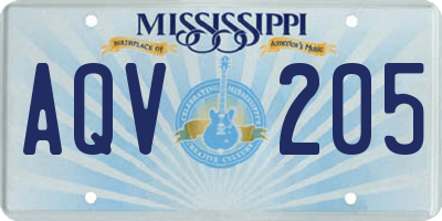 MS license plate AQV205