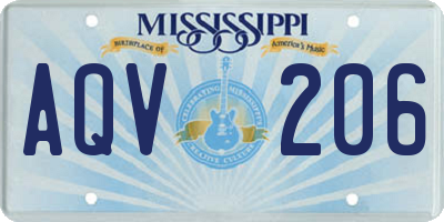 MS license plate AQV206