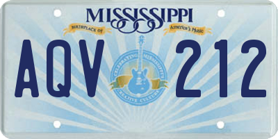 MS license plate AQV212