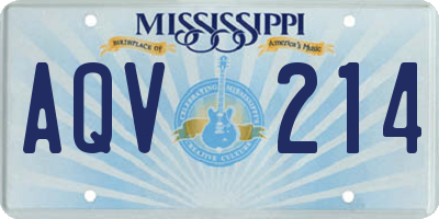 MS license plate AQV214