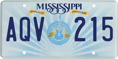 MS license plate AQV215
