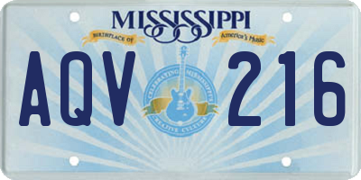 MS license plate AQV216
