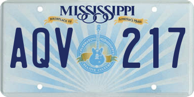 MS license plate AQV217